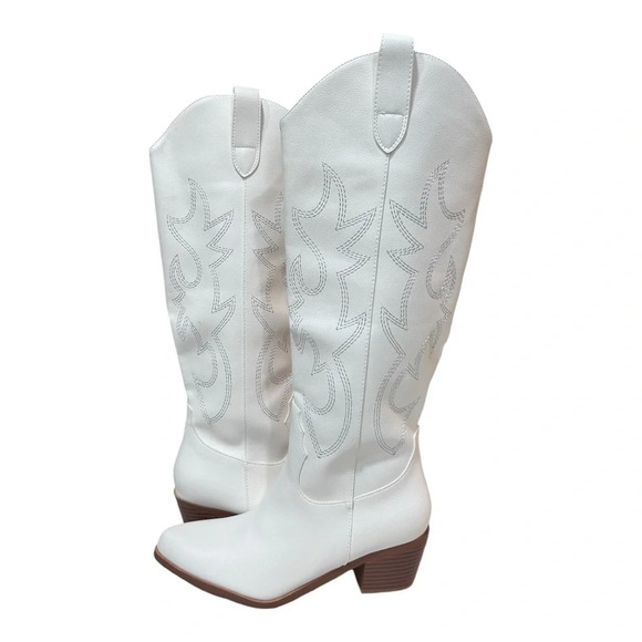 Western Cowboy Boots for Women Knee High Wide Calf Embroidered Southwestern - Picture 5 of 10